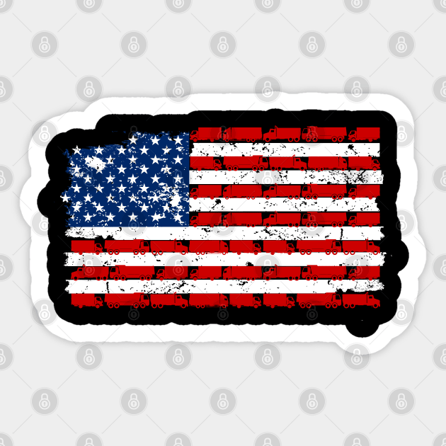 Retro American Flag Truck Lover Sticker by A-Buddies